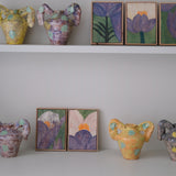 Vase 05 en faience H 21cm - jaune orangé et vert de Samantha Kerdine pour Brutal Ceramics