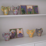 Vase 03 en faience H 21cm - violet foncé et vert de Samantha Kerdine pour Brutal Ceramics