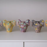 Vase 04 en faience H 21cm - vert violet et jaune de Samantha Kerdine pour Brutal Ceramics