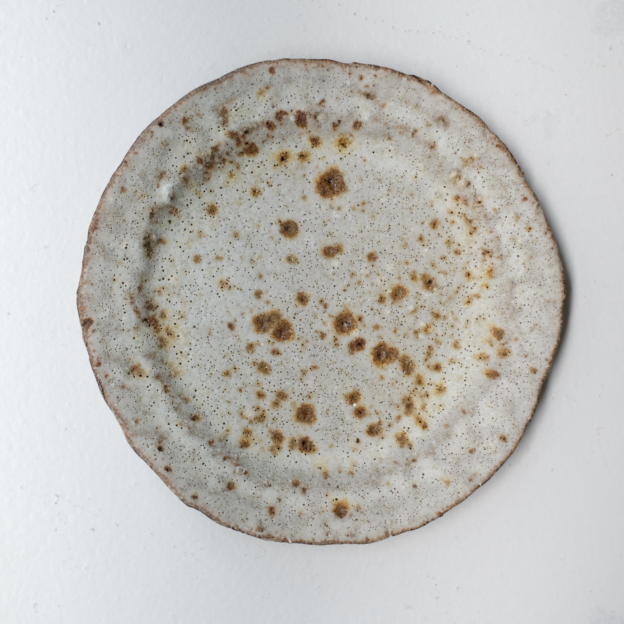 Assiette en terre recoltée D 20cm - blanc moucheté de Potry chez Brutal Ceramics