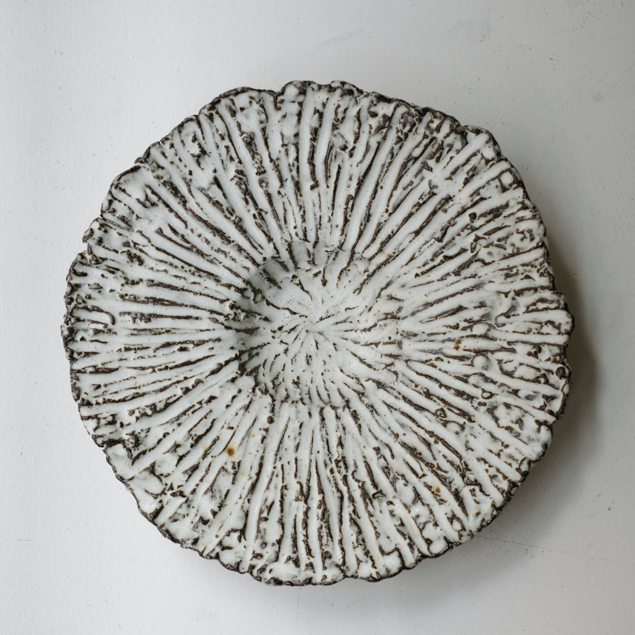 Plat en terre recoltée D 35cm - blanc mat de Potry chez Brutal Ceramics