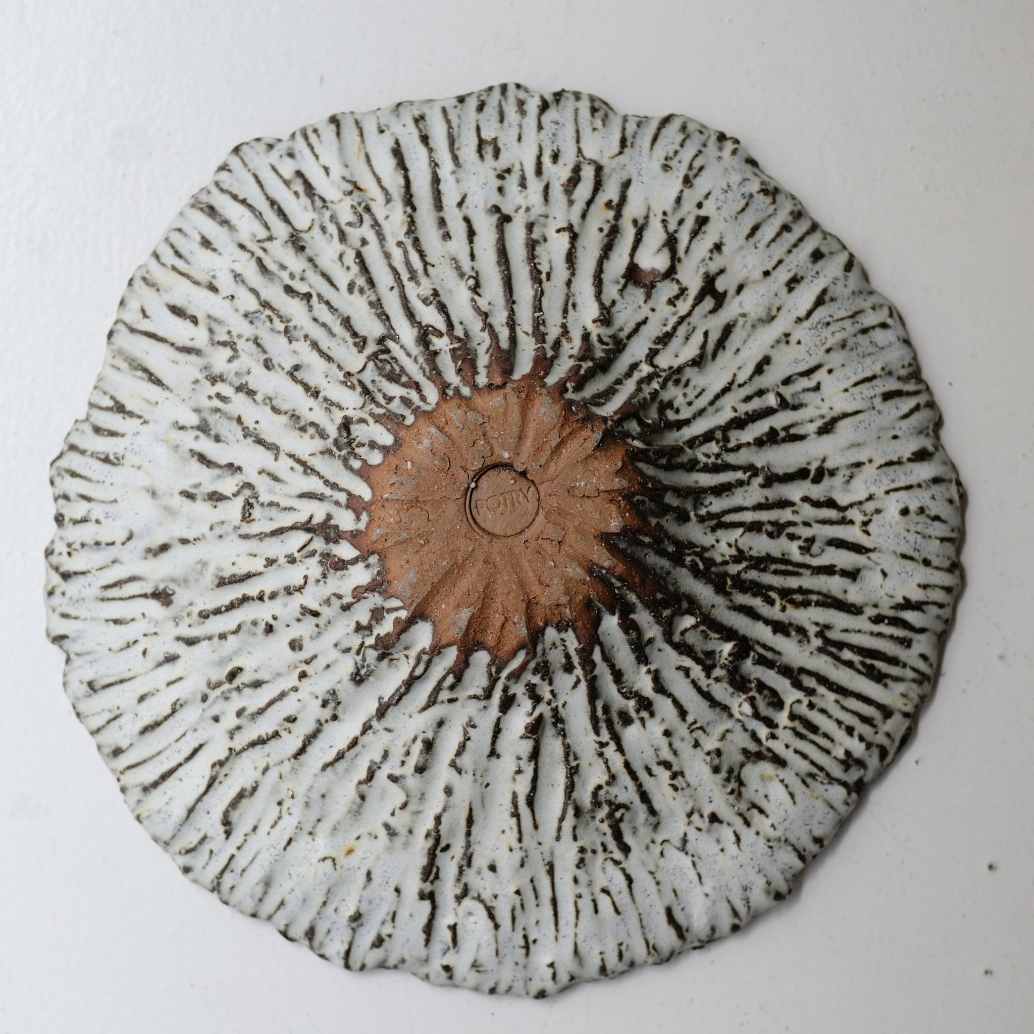 Plat en terre recoltée D 35cm - blanc mat de Potry chez Brutal Ceramics