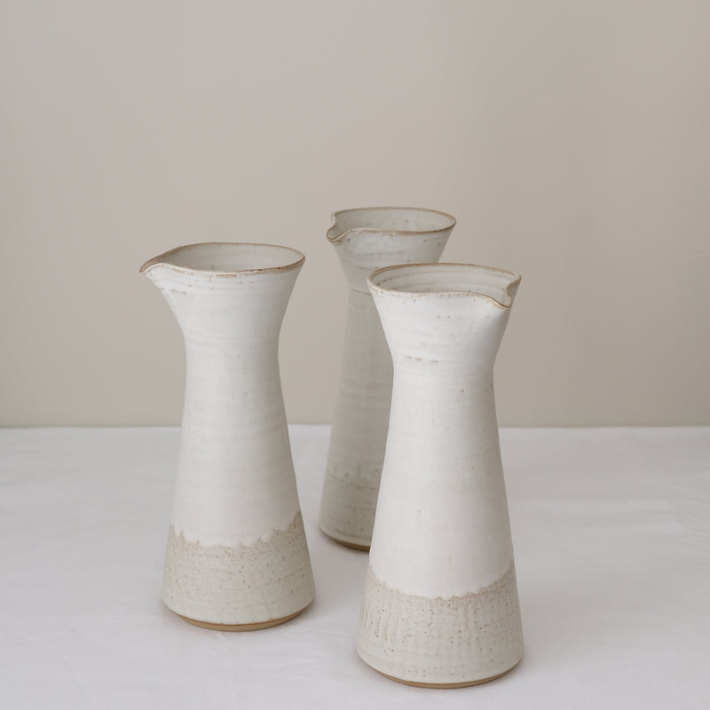 White stoneware jug 530ml - white beige by Louise Traon at Brutal Ceramics