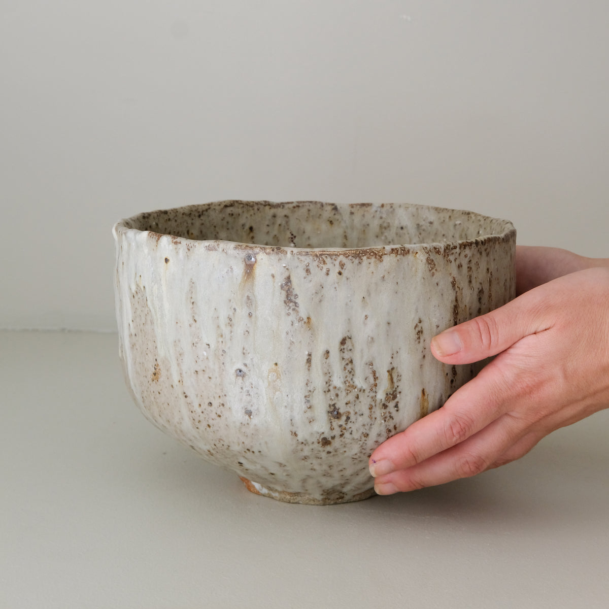 Saladier en terre recoltée D 22cm - vert blanc