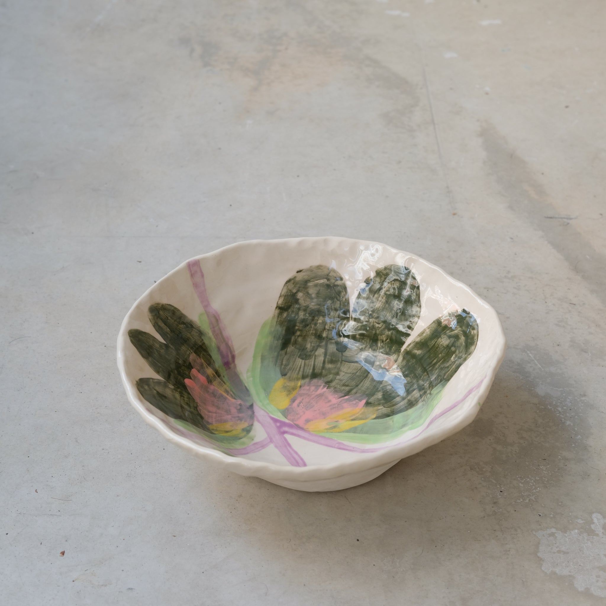 Saladier en faïence H 18cm Fleurs de Samantha Kerdine pour Brutal 
