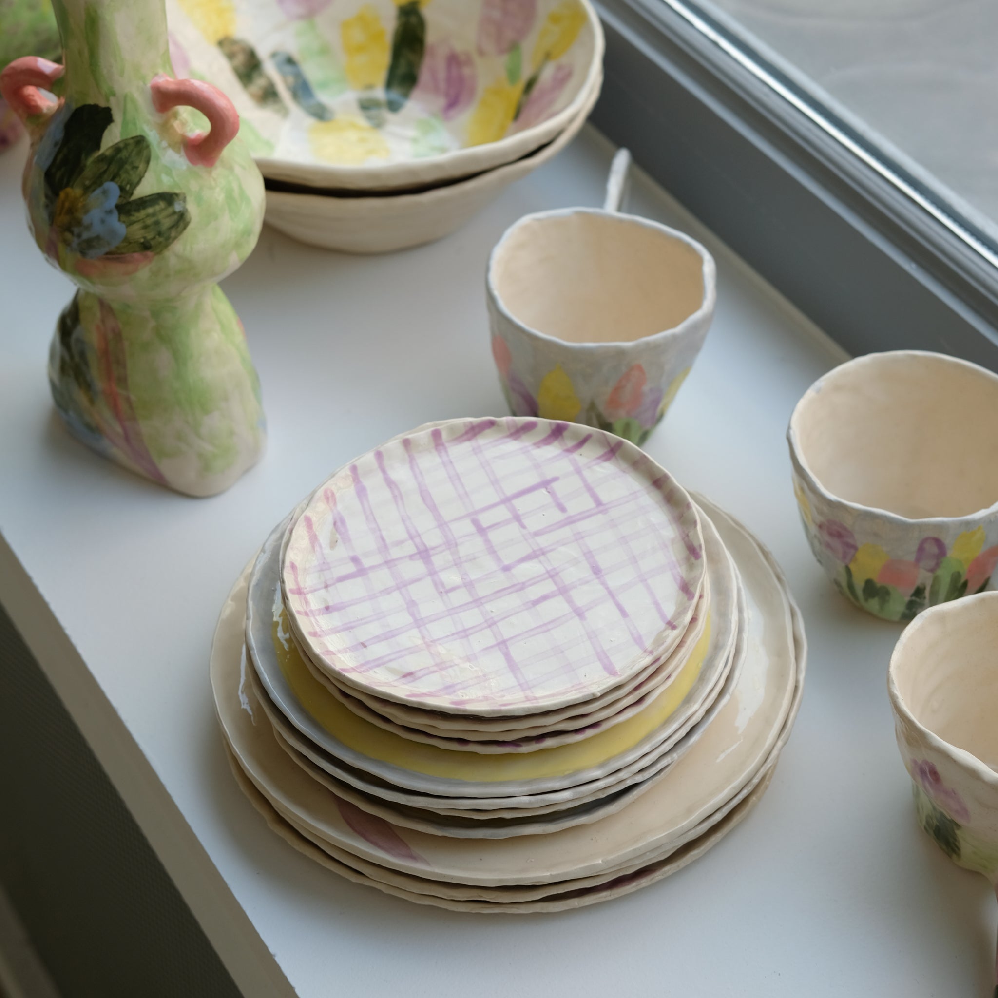 Assiette faïence D 17cm - rayures, violet Samantha Kerdine pour Brutal 