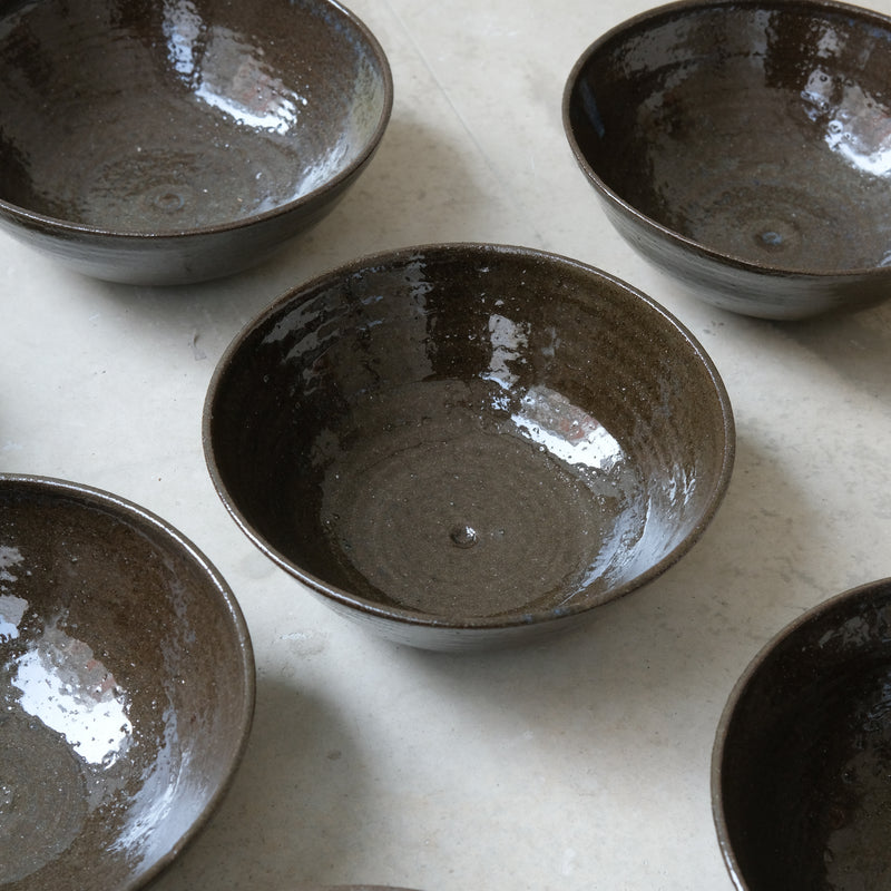 Red stoneware bowl D 19cm - Dark green