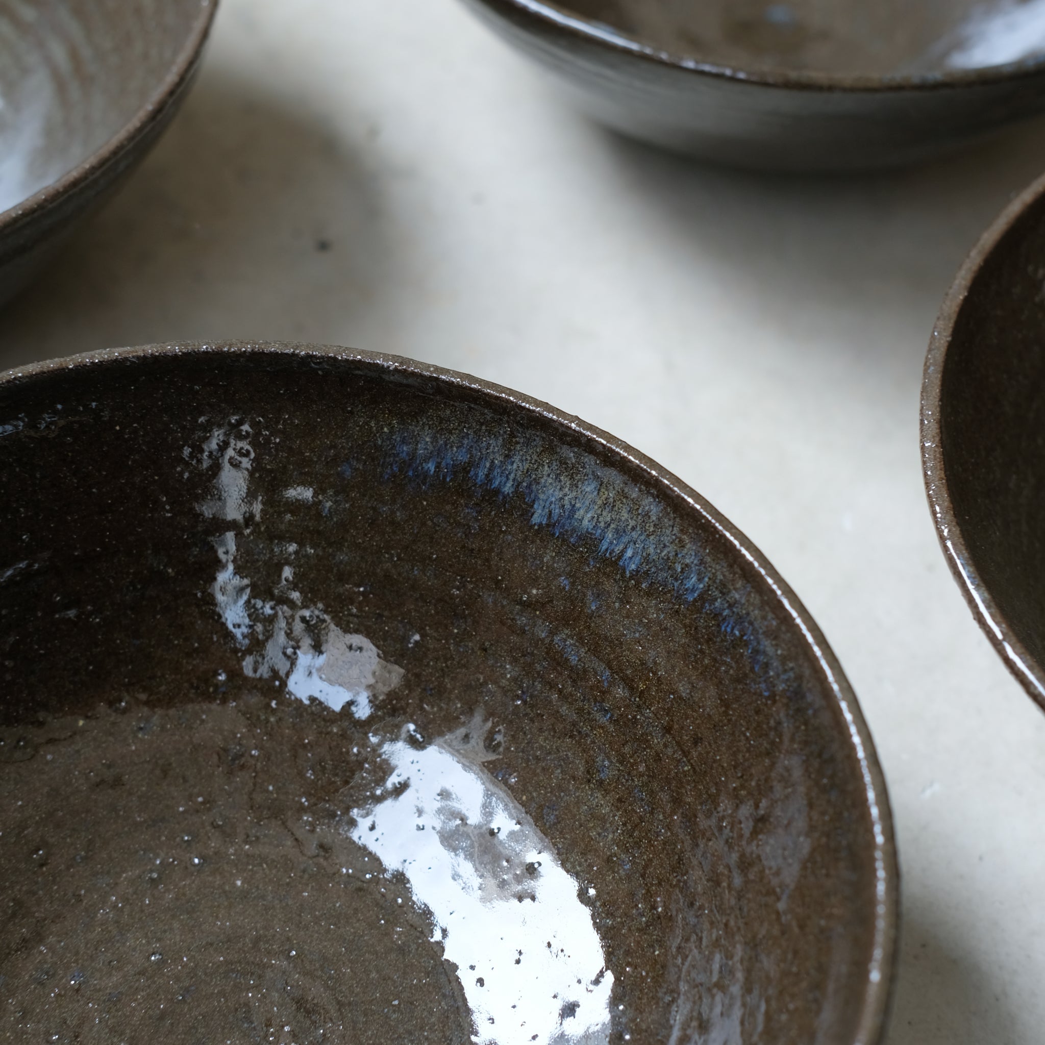 Red stoneware bowl D 19cm - Dark green