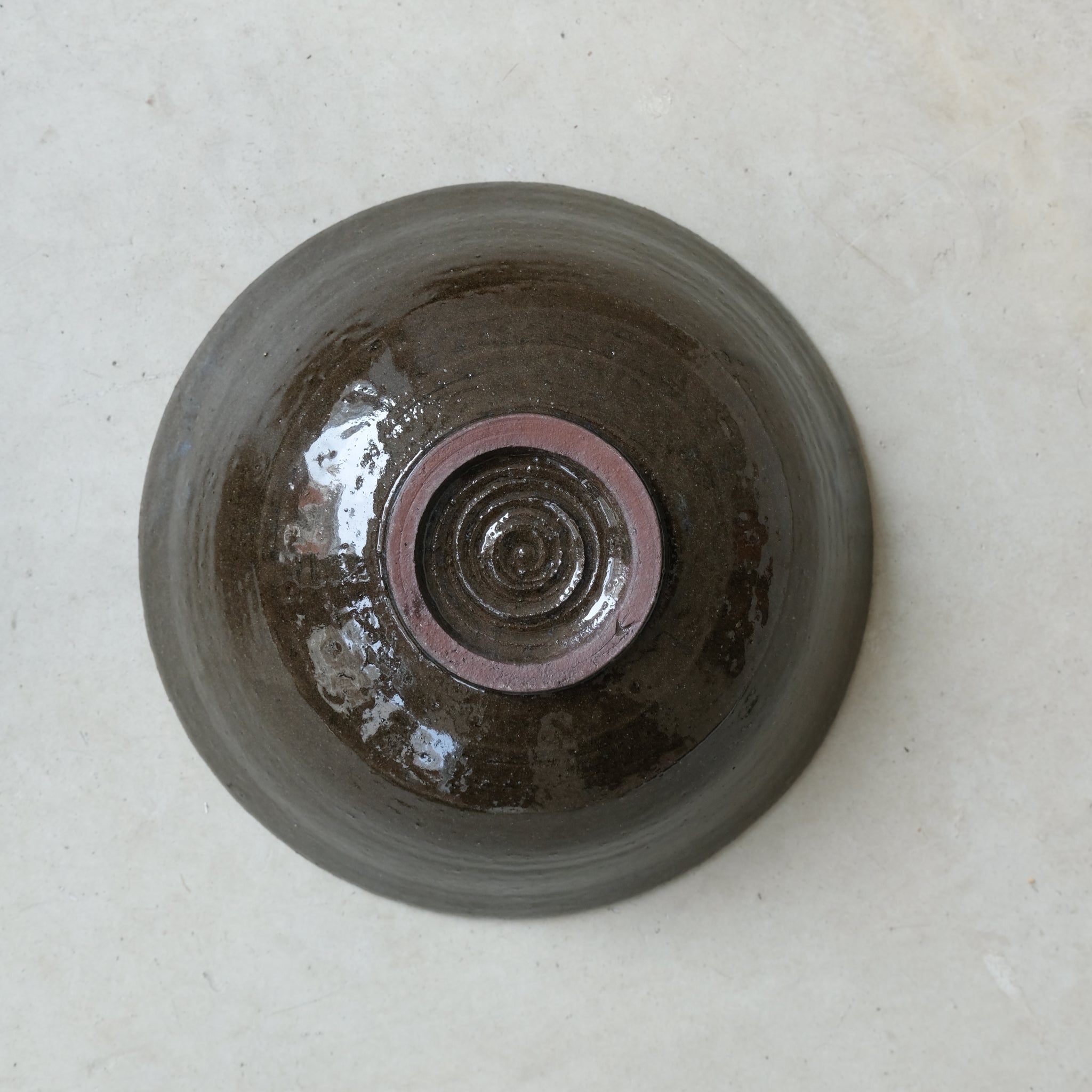 Red stoneware bowl D 19cm - Dark green
