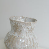 Pyrite sandstone vase H21cm - pearly white