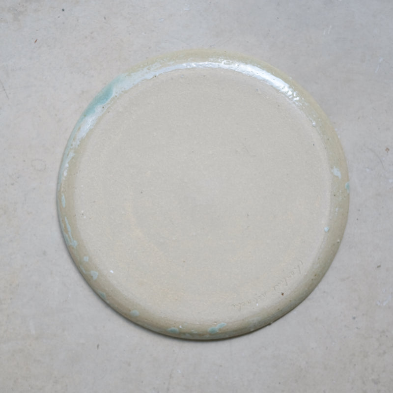 Assiette en grès D24,5cm - vert d'eau de Charline Robache chez Brutal Ceramics