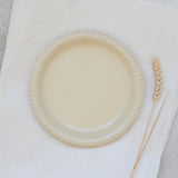 Assiette en grès blanc striée D 18,5cm - Beurre