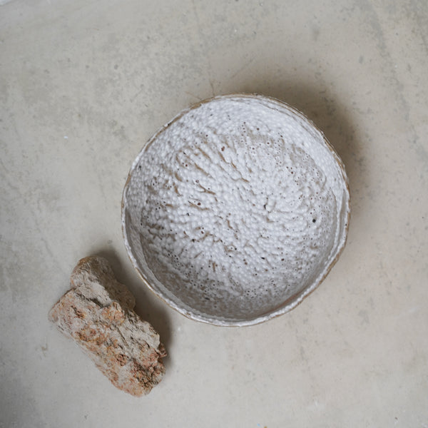 Bol en terre ramassée D20 cm / Brun et Blanc par Judith Lasry chez Brutal Ceramics