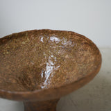 Coupe evasée en grès chamotté H 16,5cm - ocre, marron par Judith Lasry chez Brutal Ceramics